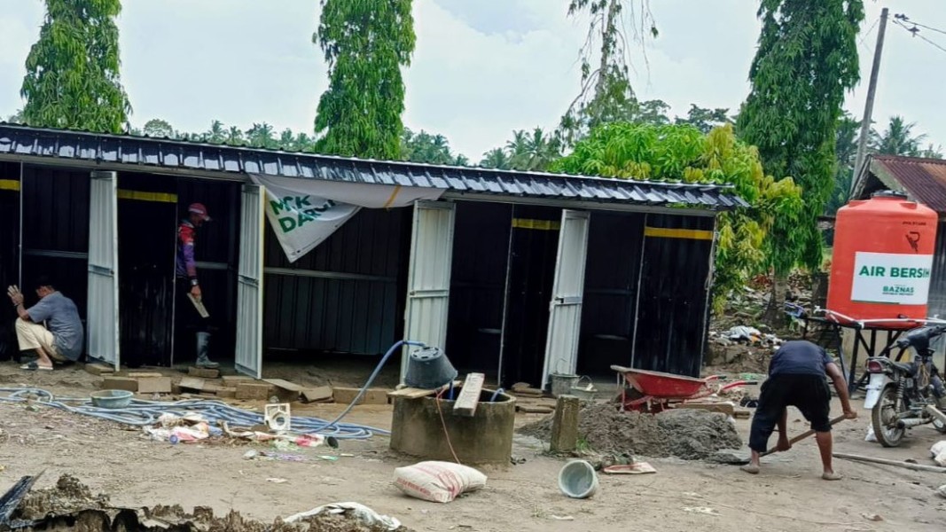 Baznas Dirikan MCK Darurat Bantu Korban Banjir di Pidie Jaya