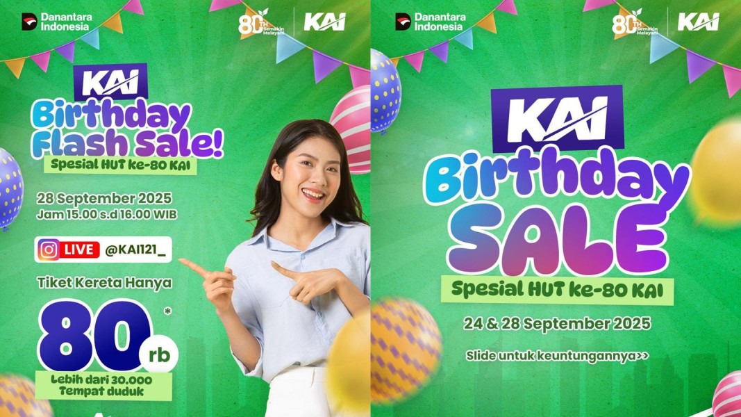 KAI HUT ke-80: Flash Sale Tiket Kereta Rp 80.000