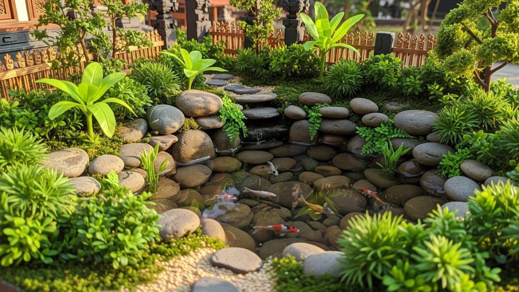 7 Desain Kolam Ikan Minimalis Batu Alam Ini Bikin Rumah Adem dan Estetis
