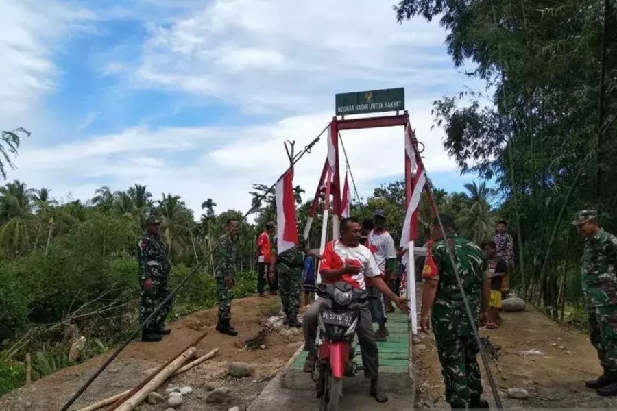 TNI AD Berhasil Rampungkan Pembangunan Jembatan Gantung Guna Memperlancar Akses Aceh Utara