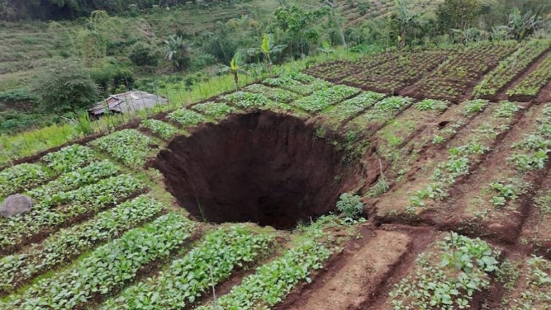 Fenomena Sinkhole di Dusun Sabrangbendo Gegerkan Warga: Pertambangan Ilegal Diduga Jadi Penyebab