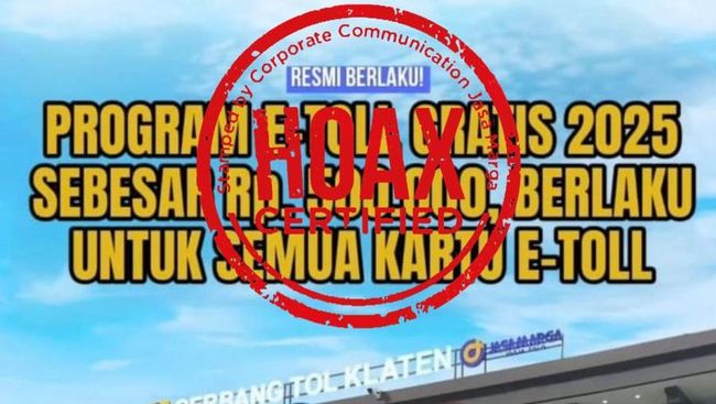 Hoaks Program Bagi Bagi Saldo e Toll Gratis Rp 500 Ribu Beredar, Jasa Marga Tegaskan Tidak Ada Program Serupa