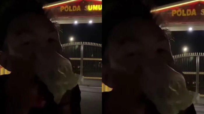 Pria Hirup Lem Kambing dan Buat Video Tutorial di Depan Polda Sumut