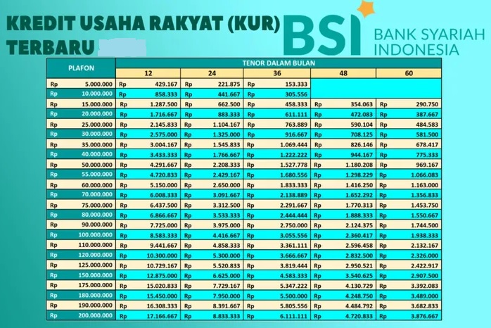 Mudah dan Terjangkau! Syarat dan Cara Mengajukan Pinjaman KUR BSI 2025 Plafon Rp100 hingga Rp500 Juta, Lengkap dengan Tabel Angsuran Tenor 60 Bulan