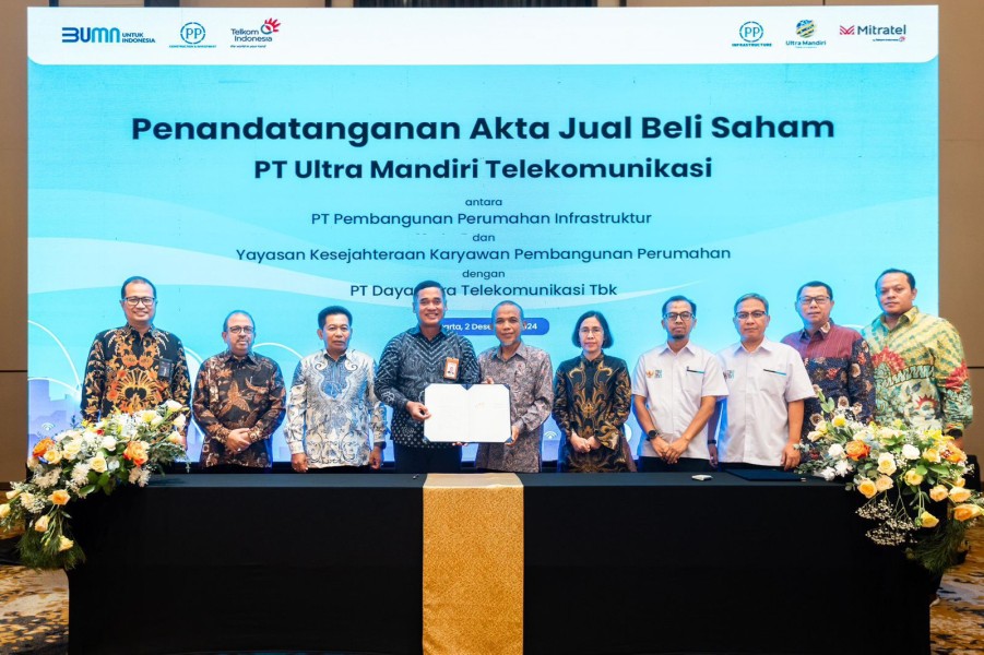 PT PP Infrastruktur dan Mitratel Jalin Kerja Sama Strategis, Tandatangani Akta Jual Beli Saham Rp650 Miliar