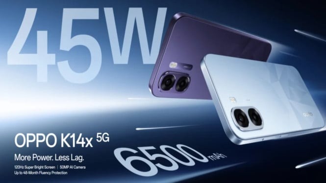 Oppo K14x 5G Resmi Meluncur Dengan Keunggulan Kapasitas Baterai 6.500 mAH
