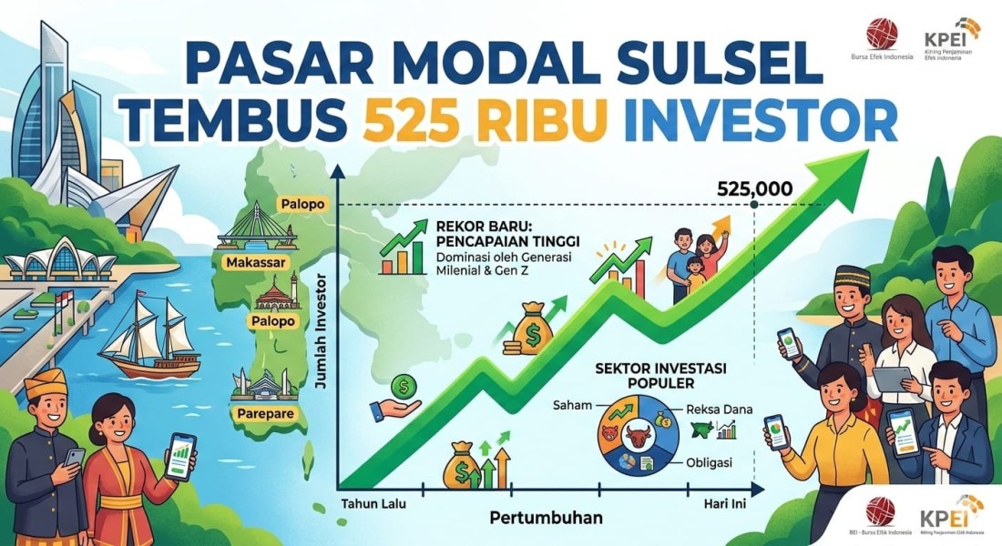 Jumlah Investor Pasar Modal Sulawesi Selatan Tembus Angka 525 Ribu Orang Maret 2026