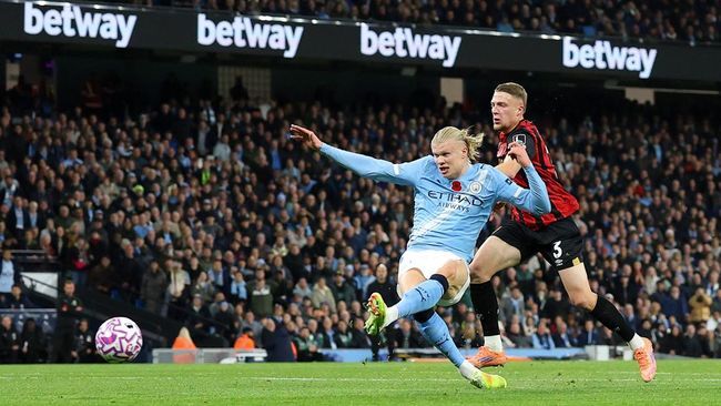 Erling Haaland Bawa Manchester City Tekuk Bournemouth 3-1