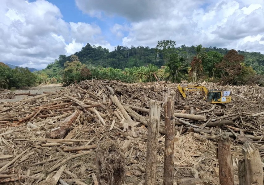 Kemenhut Terus Lakukan Pembersihan Kayu Banjir di Aceh dan Sumut