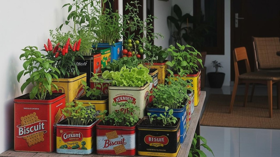 Ide Kreatif Kebun Sayur Pakai Kaleng Biskuit Bekas yang Praktis dan Estetik di Rumah