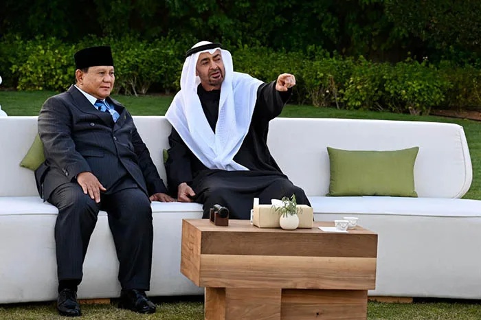 Prabowo MBZ Perkuat Kemitraan Strategis Indonesia UEA Di Qasr Al Bahr