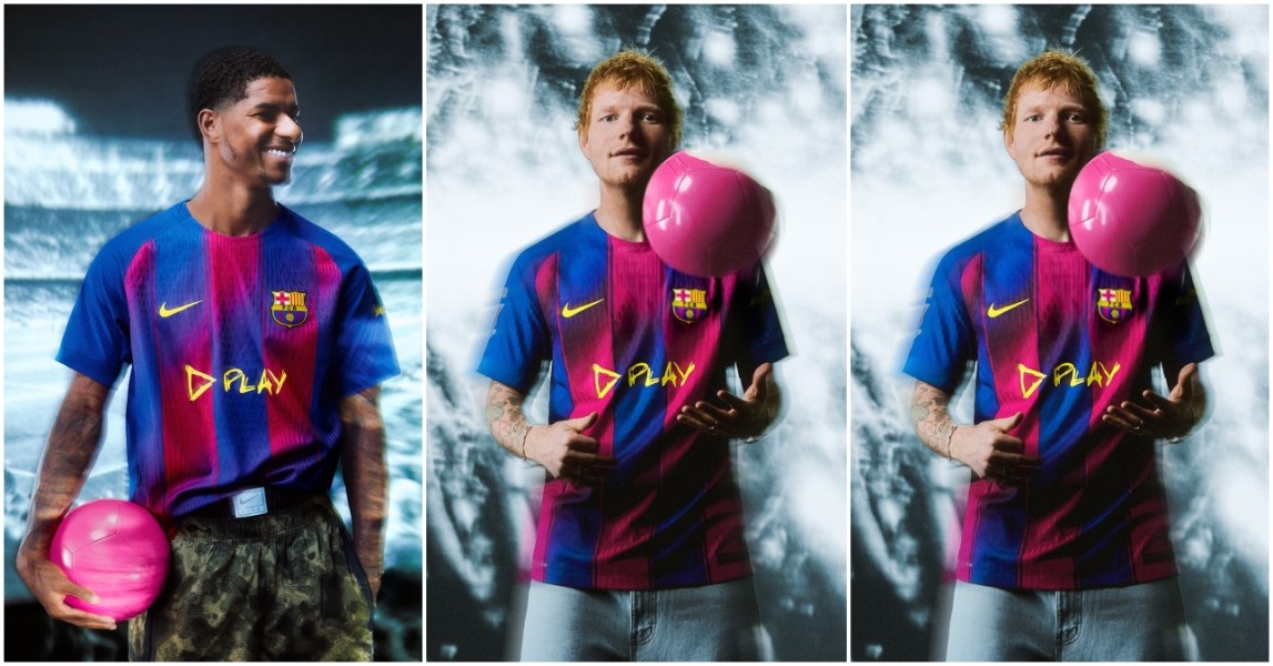 Barcelona Rilis Jersey Ed Sheeran Spesial Jelang El Clasico 2025