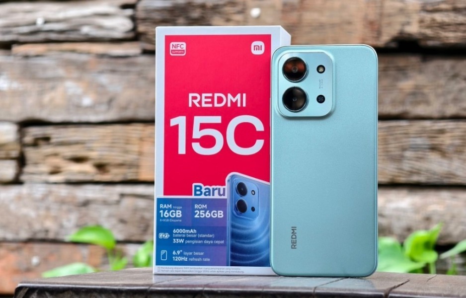 Redmi 15C, baterai besar, kamera ganda, fitur lengkap, harga terjangkau.