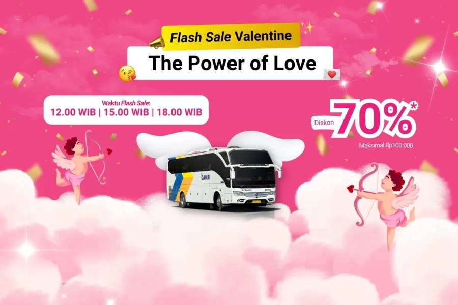 Flash Sale Valentine DAMRI Diskon 70 Persen Rute AKAP Terbatas
