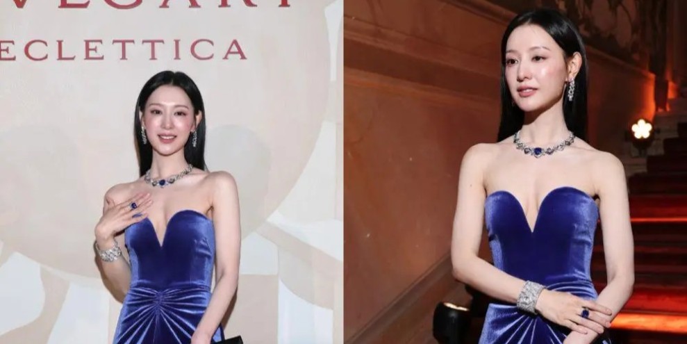 Kim Ji Won Tampil Elegan dengan Gaun Biru Strapless