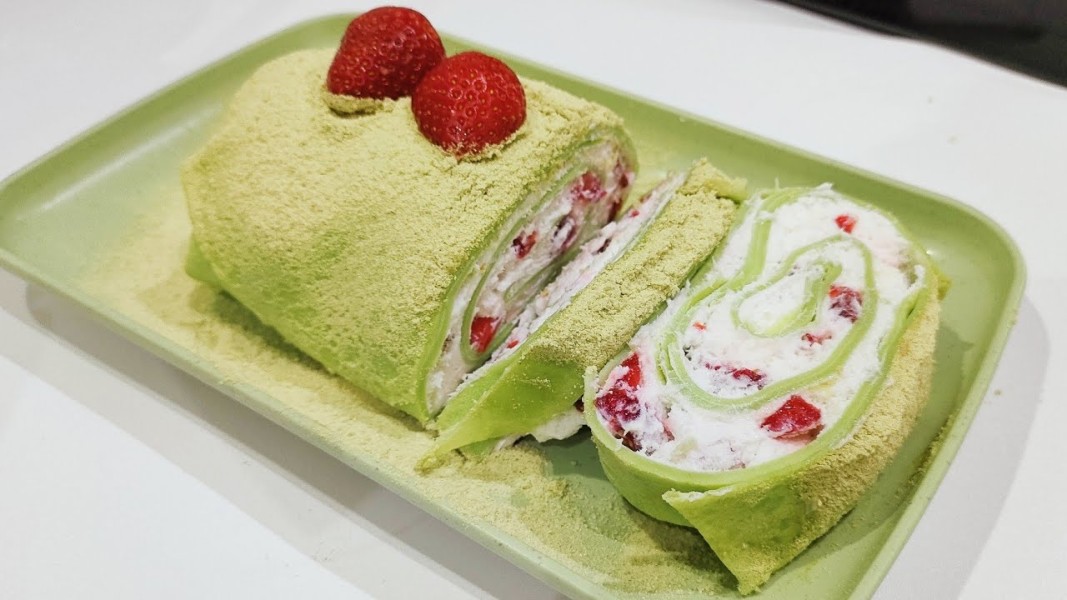 Resep Matcha Towel Cake Lembut dan Creamy Tanpa Oven, Mixer, atau Kukusan