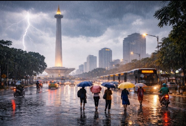 Prakiraan Cuaca Jakarta Senin 19 Januari 2026, Waspada Hujan Lebat di Beberapa Wilayah