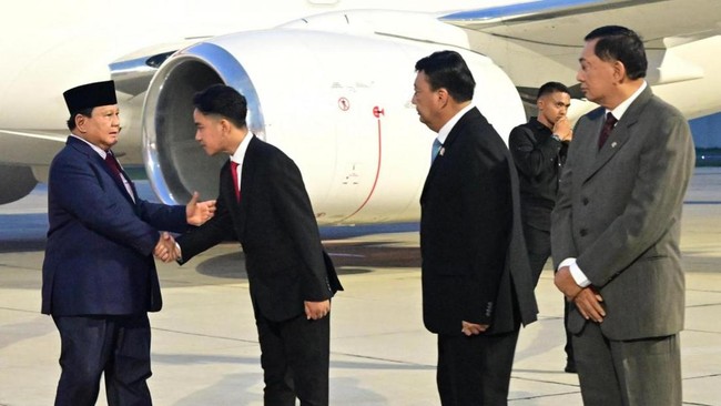 Kedatangan Prabowo Disambut Wakil Presiden Gibran Usai Lawatan Kenegaraan