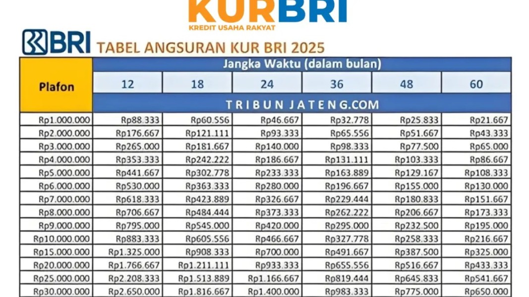 Simulasi Angsuran KUR BRI 2025 Pinjaman Rp50 Juta Ringan